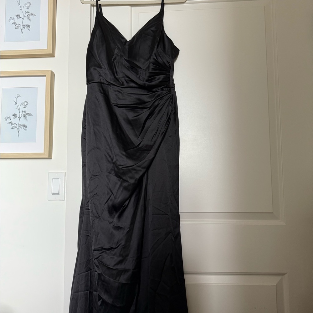 Revelry Black Satin Maxi Dress